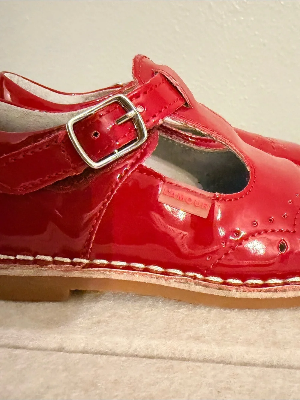L'Amour Girls Red Patent Mary Jane Dress Shoes